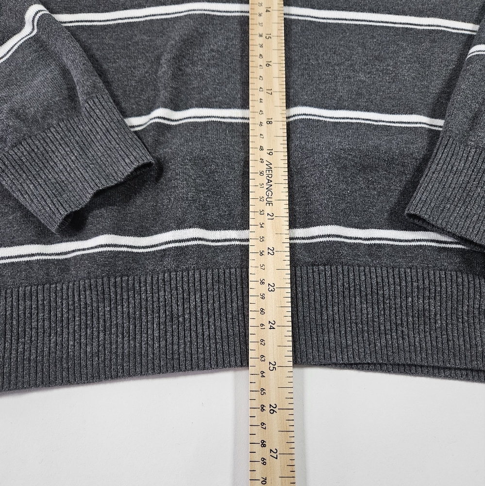 Tommy Hilfiger Men's Gray Cotton V Neck Striped Sweater Long Sleeve Size Large - Picture 15 of 15